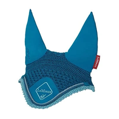 Image of LeMieux Classic Fly Hood in Marine with Soft Lycra Ears Close Knit Crochet Comfortable Fit Equestrian Mask Sport Horse Wear X Large