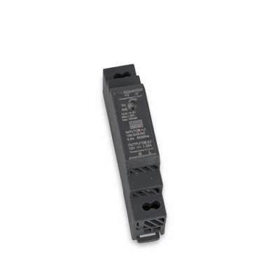 Image of MeanWell HDR 15 12 LED Power Supply Transformer DIN Rail (DIN Rail) V/DC W for Lighting, Black, 90 x 17.5 54.5 mm