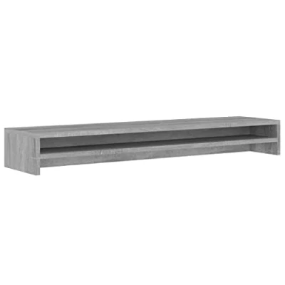 Image of vidaXL Monitor Stand in Grey Sonoma made of Engineered Wood Sleek Multifunctional Riser with Shelf, Easy to Assemble