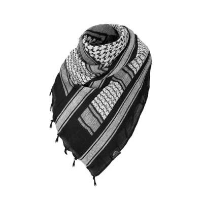 Image of COLOURLINX Unisex Cotton Scarf Military Desert Shemagh Tactical Keffiyeh Head Neck Wrap Arab Tassel (Black &amp; White)