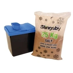 Image of Economy Salt and Grit Bin Kit Yellow 30L with 25kg De icing