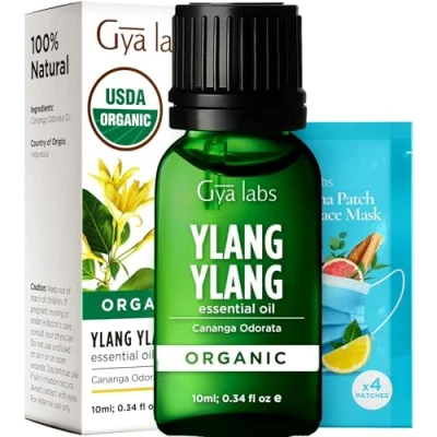 Image of Gya Labs Ylang Essential Oil Organic for Diffuser 100% Pure and Natural Skin, Hair &amp; Aromatherapy (10ml)