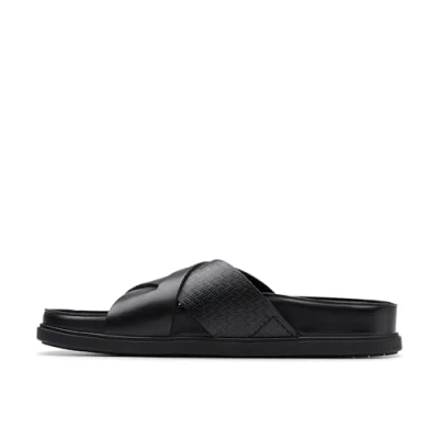 Image of Clarks Men&#039;s Torford Cross Slide Sandal, Black Leather, 10.5 UK