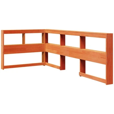 Image of vidaXL L Shaped Bookcase Headboard Solid Pine Wood, Wax Brown Finish, Ample Storage &amp; Flexible Assembly, 100 cm Width