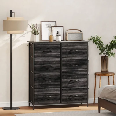 Image of Fabric Chest of Drawers, 8 Drawer Dresser for Bedroom, Black Homcom