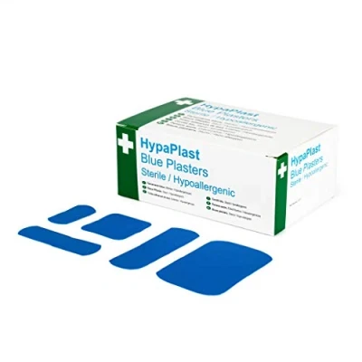 Image of Safety First Aid Group HypaPlast Blue Visually Detectable Washproof Plasters, Assorted (Pack of 100)