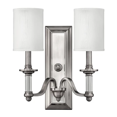 Image of Sussex 2 Light Indoor Wall Brushed Nickel, E14