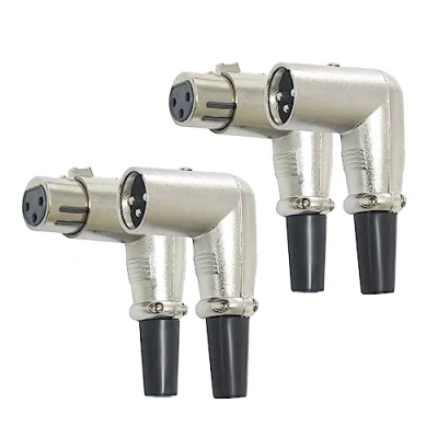 Image of 4Pack 3 Pin Right Angle XLR Connector Dmx Cable 90 Degree Female Male Adapter, Panel Mount Microphone Cable, Cannon Plug for Stage Light or Dj Mixer
