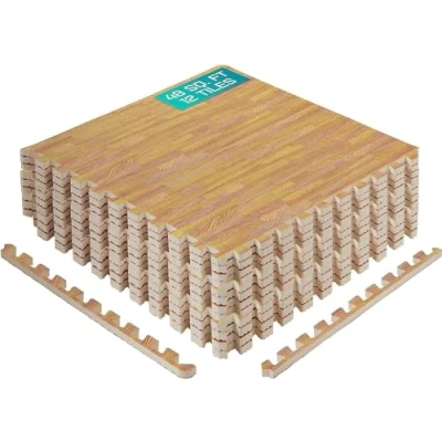 Image of Yes4All 60x60 cm Set 18 Wood EVA Foam Floor Tiles, Mats, Gym Interlocking Mats for Swimming Pool Outdoor, Hot Tub, Tents, Camping Playpen Dog