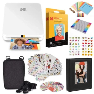 Image of KODAK Step Slim Instant Mobile Photo Printer Kit: 20 Pack Zink Paper, Case, Album, Markers, Sticker sets