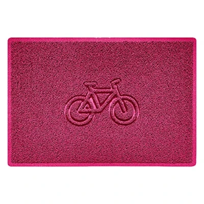 Image of Nicoman Bike Embossed Shape Door Mat Dirt Trapper Washable Barrier Doormat (Use Indoor or Sheltered Outdoor) (90x60cm/3x2ft,Large) Pink