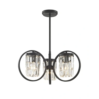 Image of Talin 3 Light Semi Flush Black Ceiling Fitting