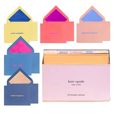 Image of Kate Spade New York All Occasion Card Set, Stationery Set Includes 15 Greeting Cards with Blank Interior and Lined Envelopes, Multi Assorted