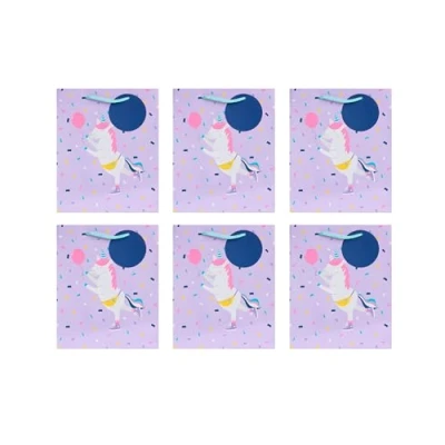 Image of UK Greetings Multipack of 6 Medium Gift Bags for Her/Girls Party Unicorn Design