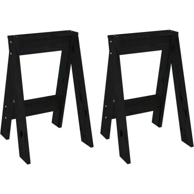 Image of vidaXL Stools 2 pcs Black 40x40x60 cm Solid Wood Pine