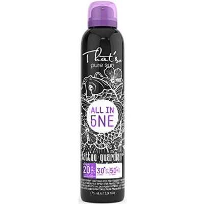 Image of Sun protection spray for tattoo, That&#039;so, all in one buildable SPF 20, 30, 50, transparent