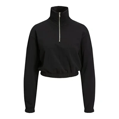 Image of JJXX Women&#039;s Jxalfa Reg Every Short Half Zip Sweatshirt, Black, S