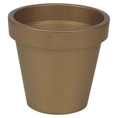 Image of URBN Garden 20cm Large Gold Round Flower Plant Pot Elegant Decorative Planter for or Patio, Perfect Enhancing Your Outdoor Space
