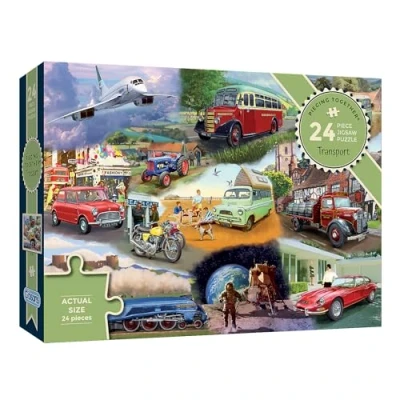 Image of Transport 24 XXL Piece Jigsaw Puzzle Dementia Extra Large for Alzheimer’s Premium 100% Recycled Board Gift Elderly Grandparents Gibsons Games