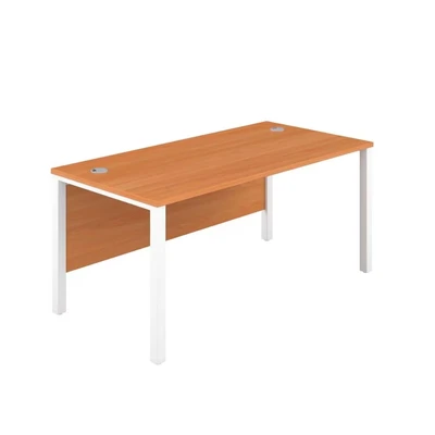 Image of 1400X600 Goal Post Rectangular Desk Beech White