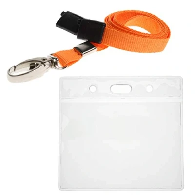 Image of ALG ID Cards® Orange Card Badge Wallet Lanyard Neck Strap with Metal Clip &amp; Safety Breakaway Release for Pass Holder