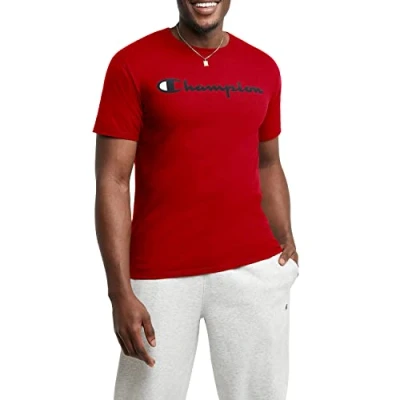 Image of Champion Men&#039;s Classic Jersey Graphic T Shirt, Scarlet, S