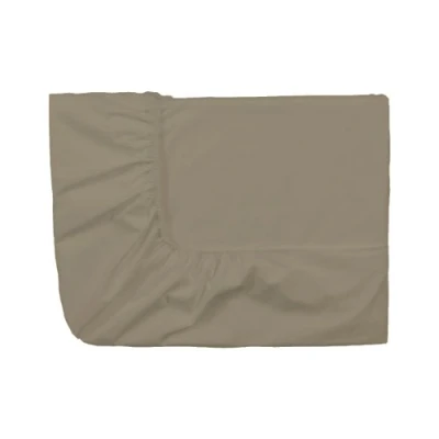 Image of ESSIX Royal Line Cotton Percale Fitted Sheet, taupe, 120 x 190 cm