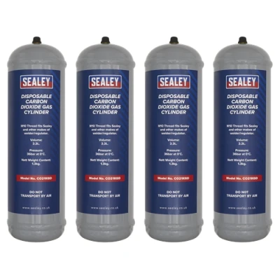Image of Sealey 1.3kg Disposable Carbon Dioxide Gas Cylinder Pack of 4