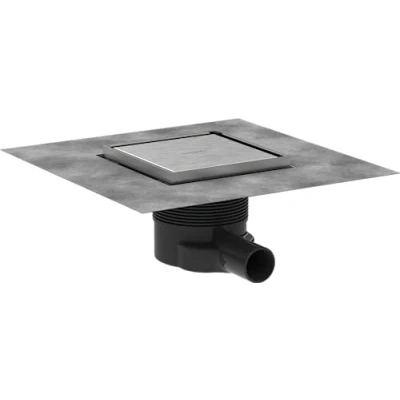 Image of hansgrohe 56251800 RainDrain Brilliance Complete Set Point Drain 150/150 Backside Tileable Brushed Stainless Steel, 15 x 15cm