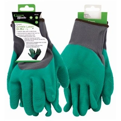 Image of Large Crinkle Latex Gardening Gloves By Green Blade