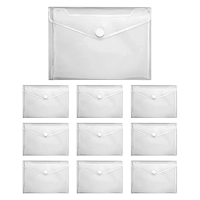 Image of VELOFLEX A456010 Document Wallet Crystal, Pack of 10, DIN A5, with Velcro Fastening, Polypropylene, Transparent