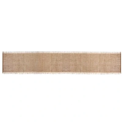 Image of Mikasa Jute Woven Table Runner, Beige Runner for Relaxed Dining, 230 x 33cm Protective Covering with Frayed Detailing