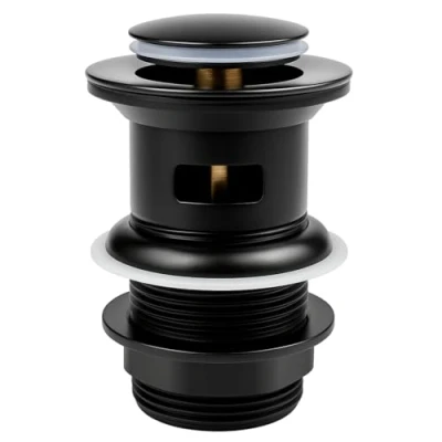 Image of Xcel Home™ Slotted Black Replacement Click Clack Basin Waste Quality Brass Pop Up Bathroom Sink Plug Standard G 1 1/4&quot; BSP Connection pc