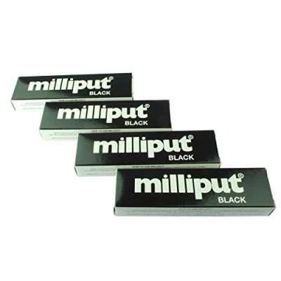 Image of 4 x Pack Milliput Black Epoxy Putty. Modelling, Sculpture, Ceramics, Slate, Repair. (X1019c) Free UK Postage by Proops