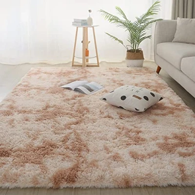 Image of Jyswx Soft Shaggy Area Rugs for Living Room Modern Bedroom Small to Extra Large Size Fulffy Carpets Nursery Non Shedding Washable Home Dormitory Decorative, Beige, 50 x 80 cm