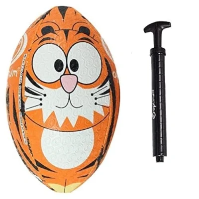 Image of Optimum Rugby Ball Balanced and Responsive for Accurate Handling Kicking of Top Performing Balls Perfect Training Gameplay 2 Ply 410g Tiger 5 With Pump