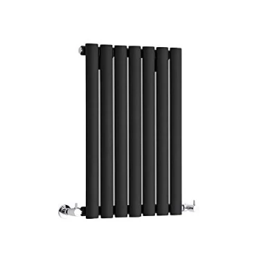 Image of Milano Aruba Black Horizontal Single Oval Panel Radiator 635mm x 413mm