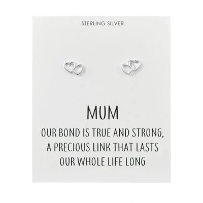 Image of Philip Jones Sterling Silver Mum Quote Heart Link Earrings