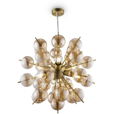 Image of Modern Bolla 6 Light Brass Pendant Ceiling Glass Shades