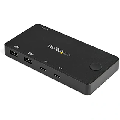 Image of StarTech.com 2 Port USB C KVM Switch 4K 60Hz HDMI Compact Dual UHD Type Desktop Mini with Cables Bus Powered MacBook iPad Pro ThinkPad IdeaPad EliteBook (SV211HDUC)