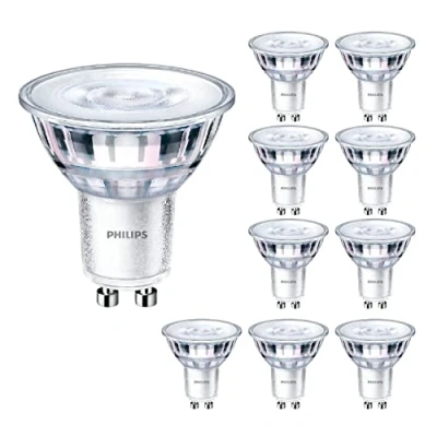 Image of Philips 10 Pack CorePro LED GU10 Spot 3.5W (35W) 36 Degree Beam Angle 2 Pin Mains Voltage 2700k Warm White 255 Lumen 15000 Hours Car Air Freshener Included 80+ CRI