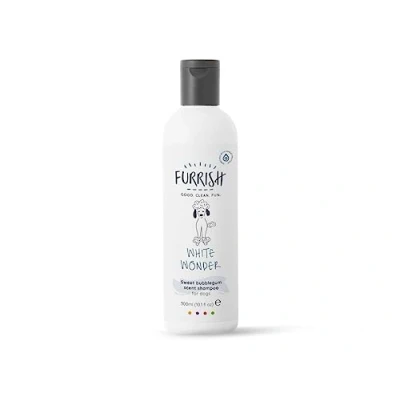 Image of Furrish White Wonder Shampoo Brightening Pet Cleansing Formula Enhances Coat Whiteness Ideal for Dogs Gentle and Safe All Breeds 300ml