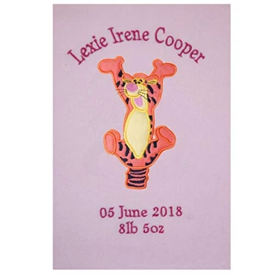 Image of Oh Sew Simple Bouncing Tigger Personalised Disney Applique Super Soft Fleece Baby Blanket Choice of Colours Available at CUSTOMISATION Point