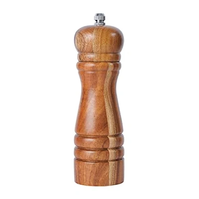 Image of DeroTeno Pepper Mill, Grinder with Adjustable Ceramic Grinder, Acacia Wood, Height 16.5 cm