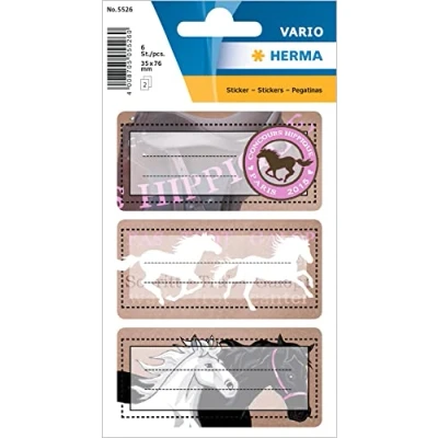 Image of Herma 5526 Name Labels for School Stapler, Horse Motif 7 x 6 3, 5 cm, beglim Pearlised Box Contents: