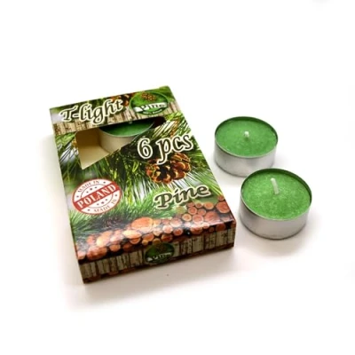 Image of SolaDirect Scented Tea Lights Candles, Pack of 6 Tealights Decorative Household Clean Burn, 4 Hours Long Burning Time (Pine)