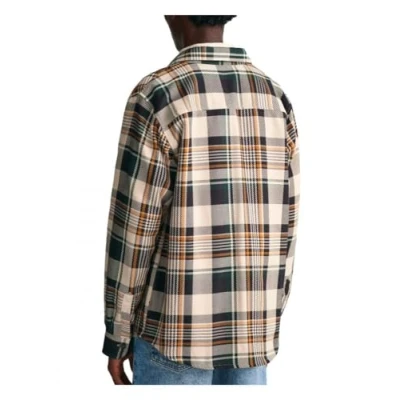 Image of GANT Men&#039;s Heavy Twill Check Overshirt Putty L
