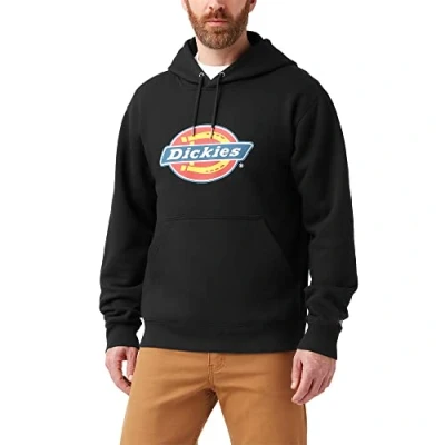 Image of Dickies Men&#039;s Tricolor DWR Pullover Fleece Hooded Sweatshirt, Knit Black, XL Big Tall