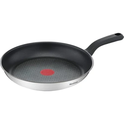 Image of Tefal Comfort Max 26 cm Frying Pan, Premium Stainless Steel, Thermo Spot Temperature Indicator, Non Stick Coating, Induction G7260544, Black, Silver