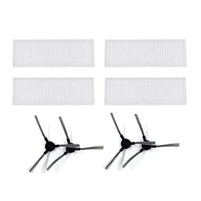 Image of T/F for Vileda VR 102 / 201 303 Replacement Parts, Washable 4 HEPA Filters + Side Brushes Accessories Kit Robot Vacuum Cleaner
